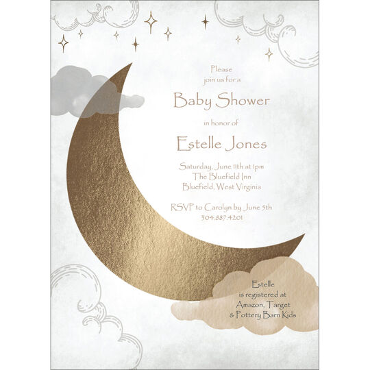 Golden Moon Baby Shower Invitations